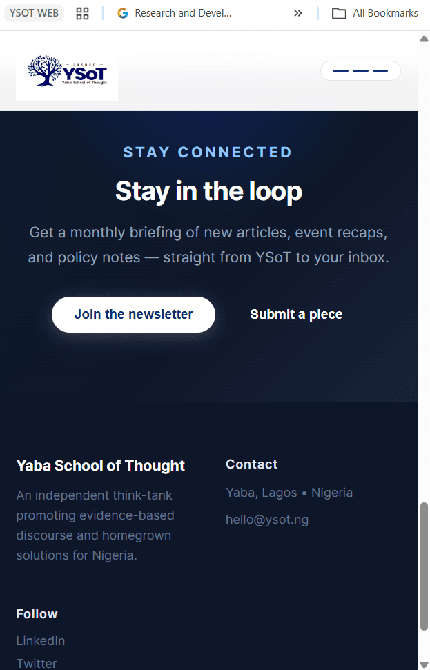 YSoT Website screen 2