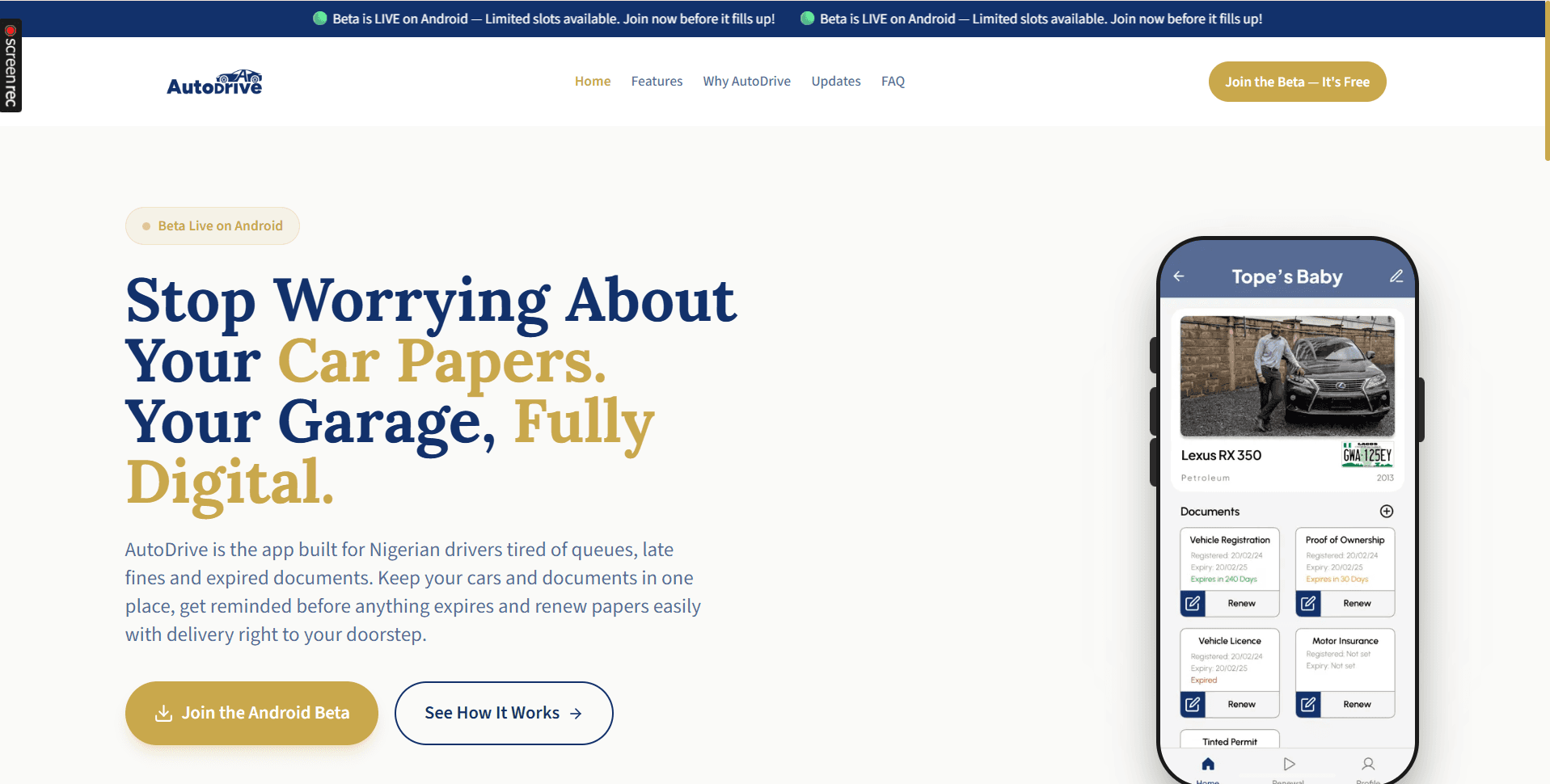 AutoDrive Nigeria — Marketing Site project preview